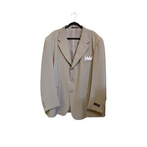 Vittorio ST. Angelo Men's 100% Polyester 3 Button Dress Suit Jacket Tan 52L
